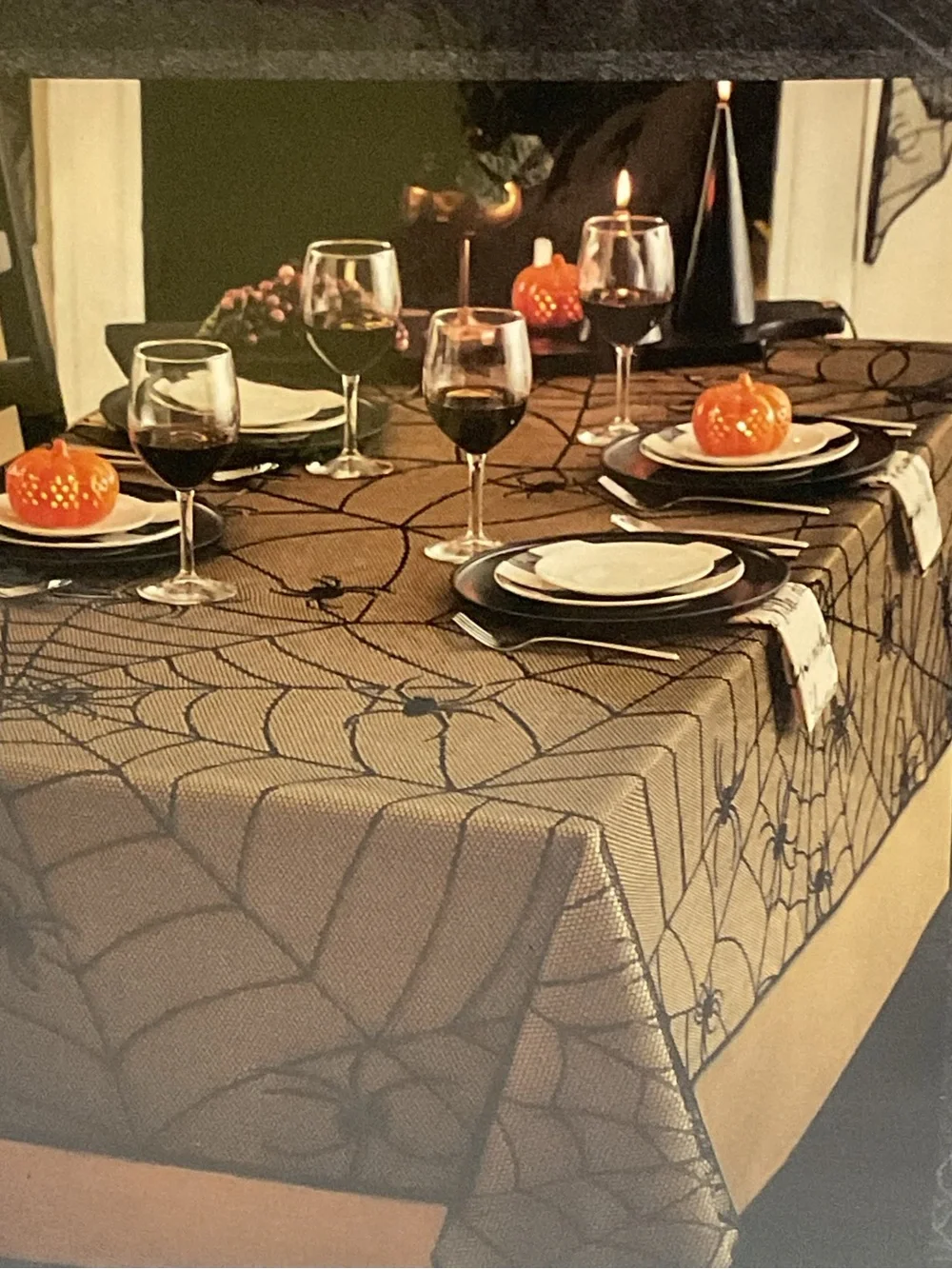 Spiderweb Tablecloth Spirit Halloween Spooky Decor Webbing Spider Webs Rectangle
